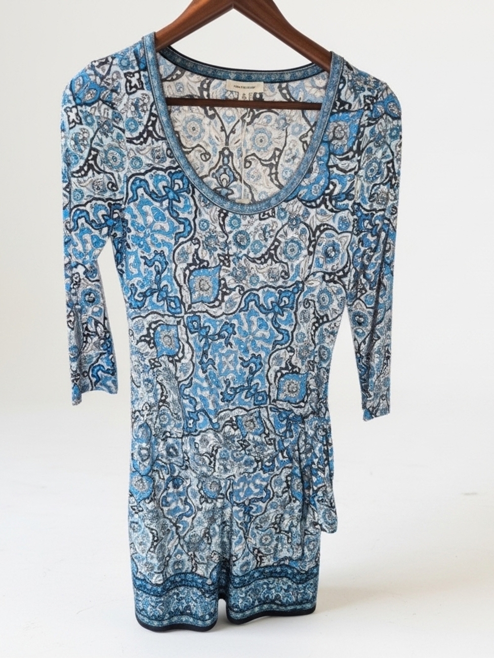 Max Studio New York Blue Paisley Mandala Geometric Shift Dress M